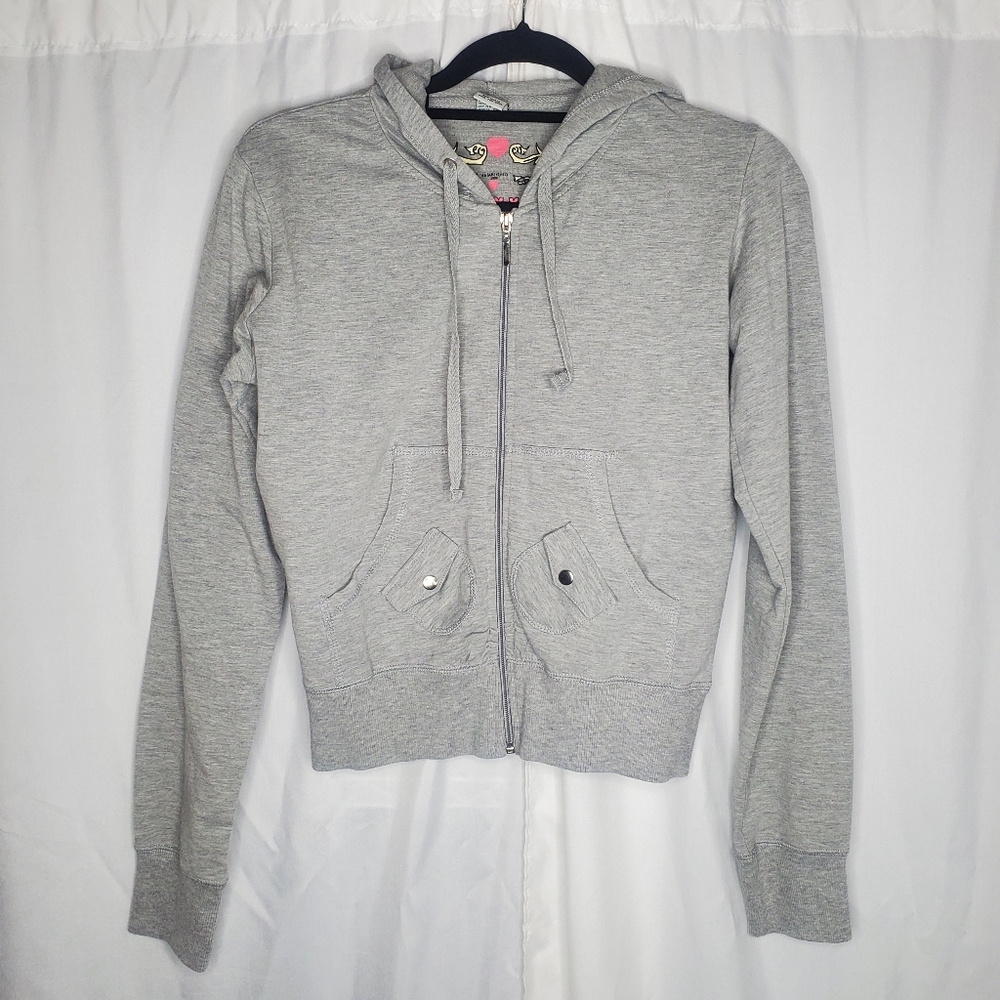 ◇ Y2K Apollo Gray Cropped Full Zip Hoodie Size Large
